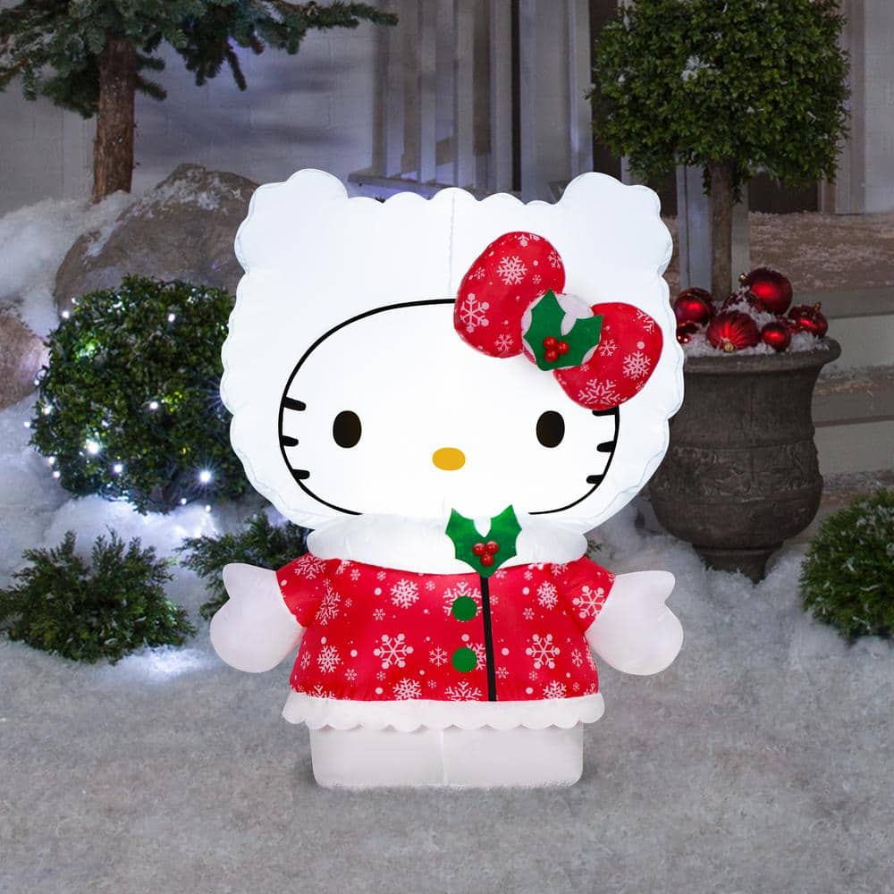 35.83 in. H x 20.87 in. L x 28.74 in. W Christmas Inflatable Airblown-Hello Kitty in Red Snowflake Dress-SM-Sanrio - Hercitys