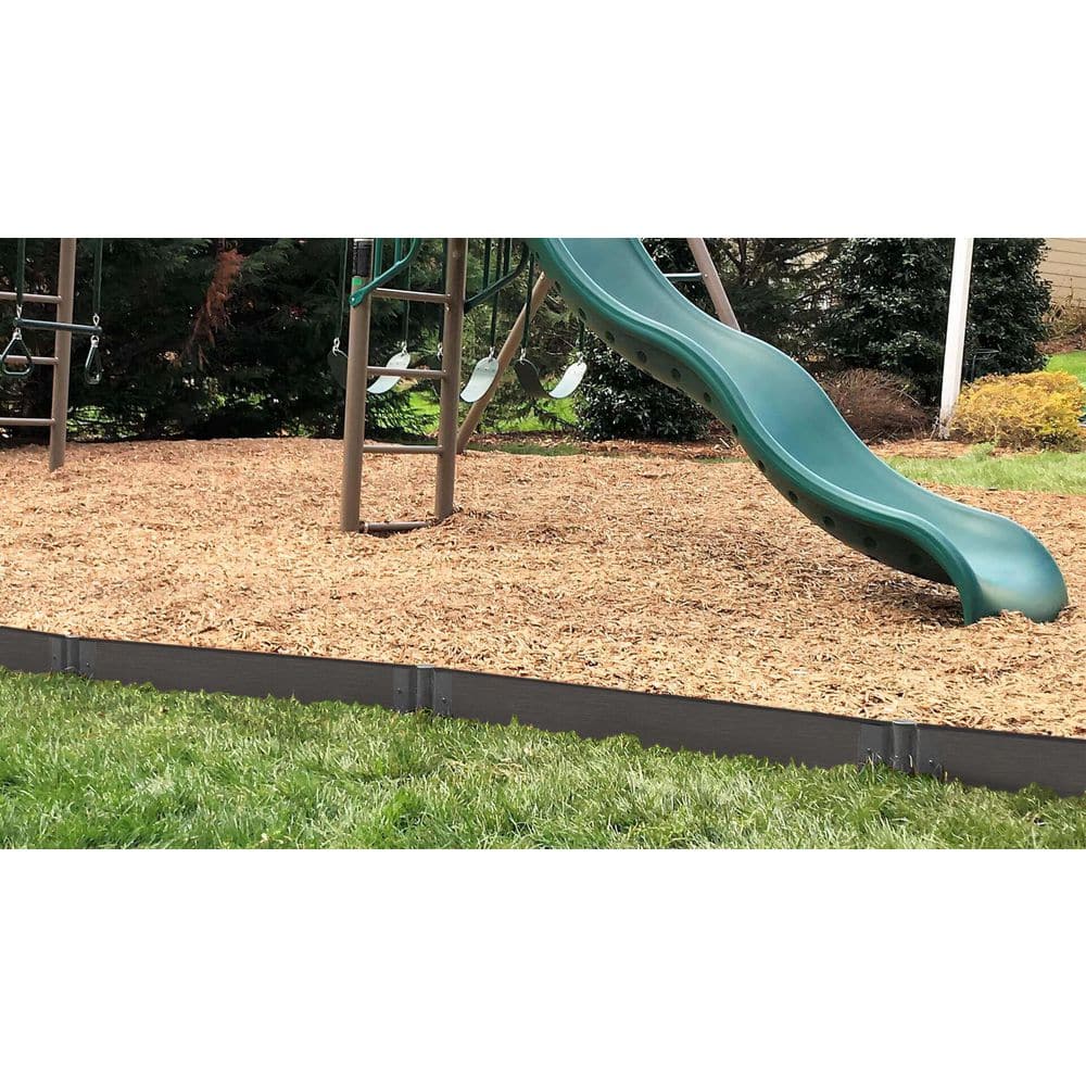 16 ft. – 2 in. Profile Weathered Wood Straight Composite Playground Border Kit - Hercitys