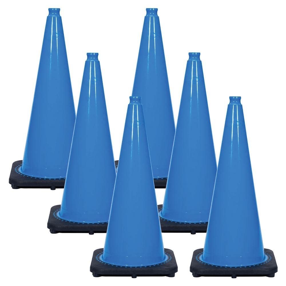 28 in. Sky Blue Traffic Cones (6-Pack) - Hercitys