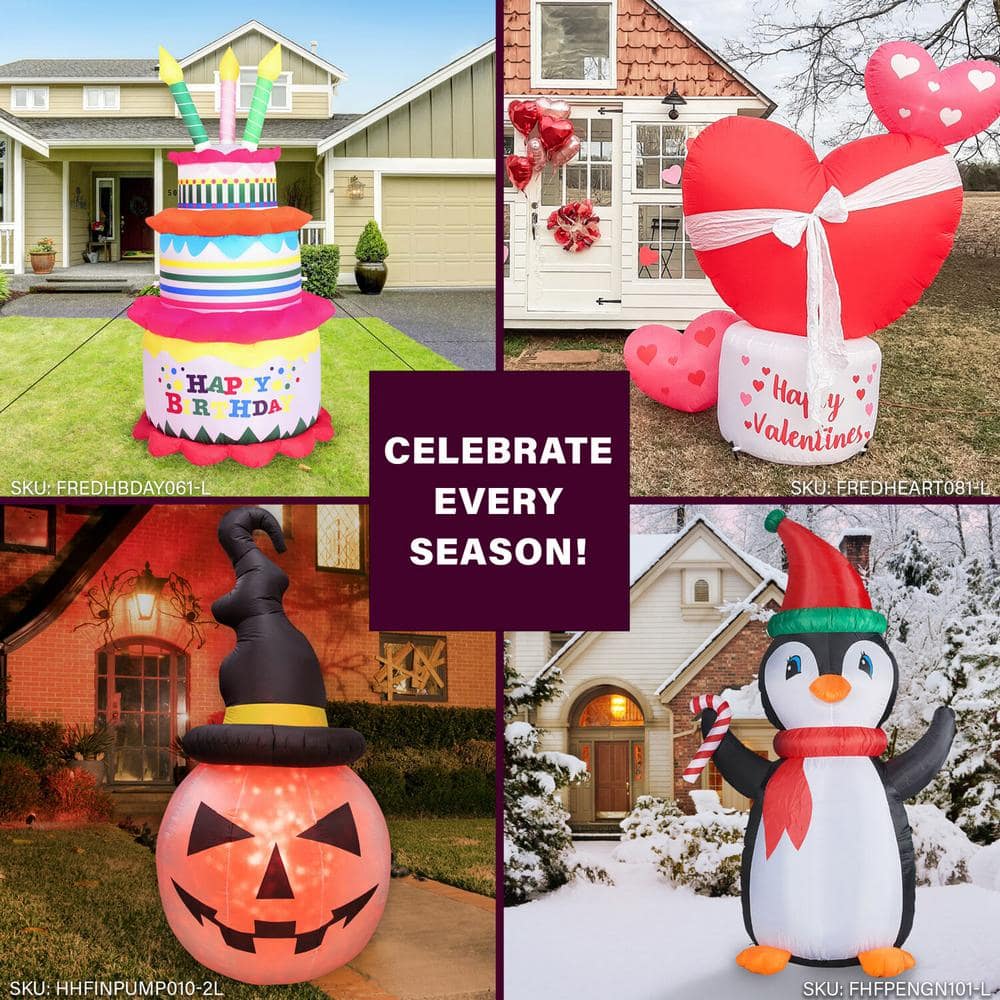 5 ft. Light Up Valentine’s Day Flying Hearts with Wings Inflatable - Hercitys