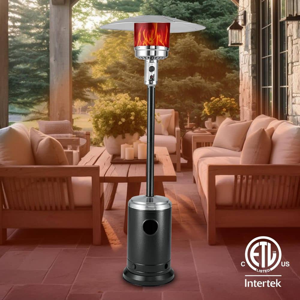 48,000 BTU Onyx and Stainless Steel Propane Standing Patio Heater - Hercitys