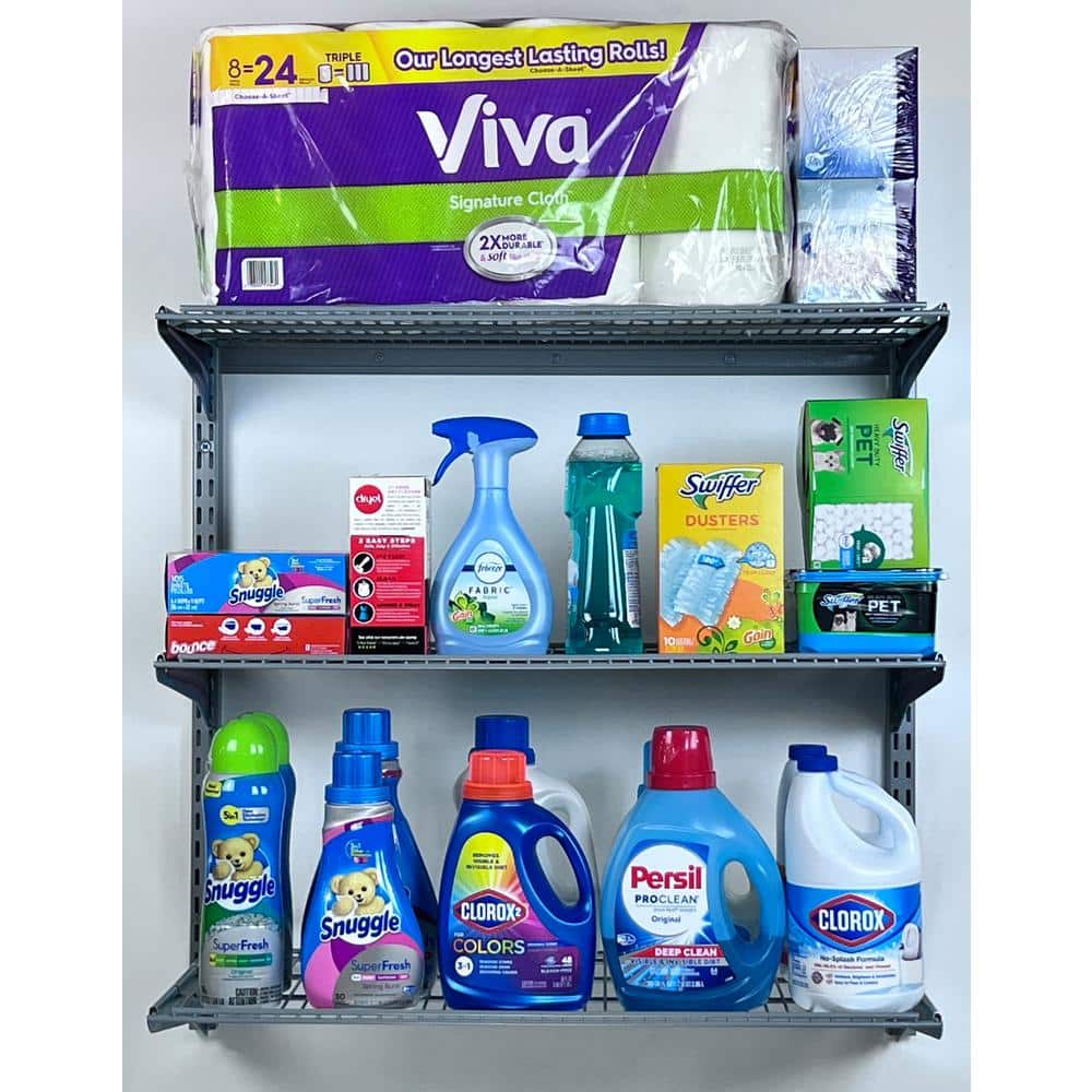 16 in. x 33 in. Steel Garage Wall Shelving in Gray - Hercitys