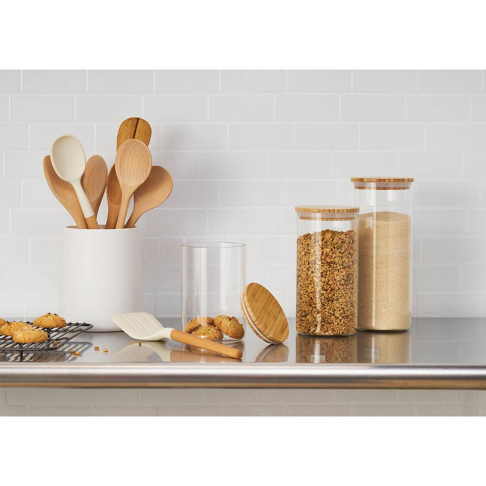 3-Piece Glass and Bamboo Canister Set – A - Hercitys