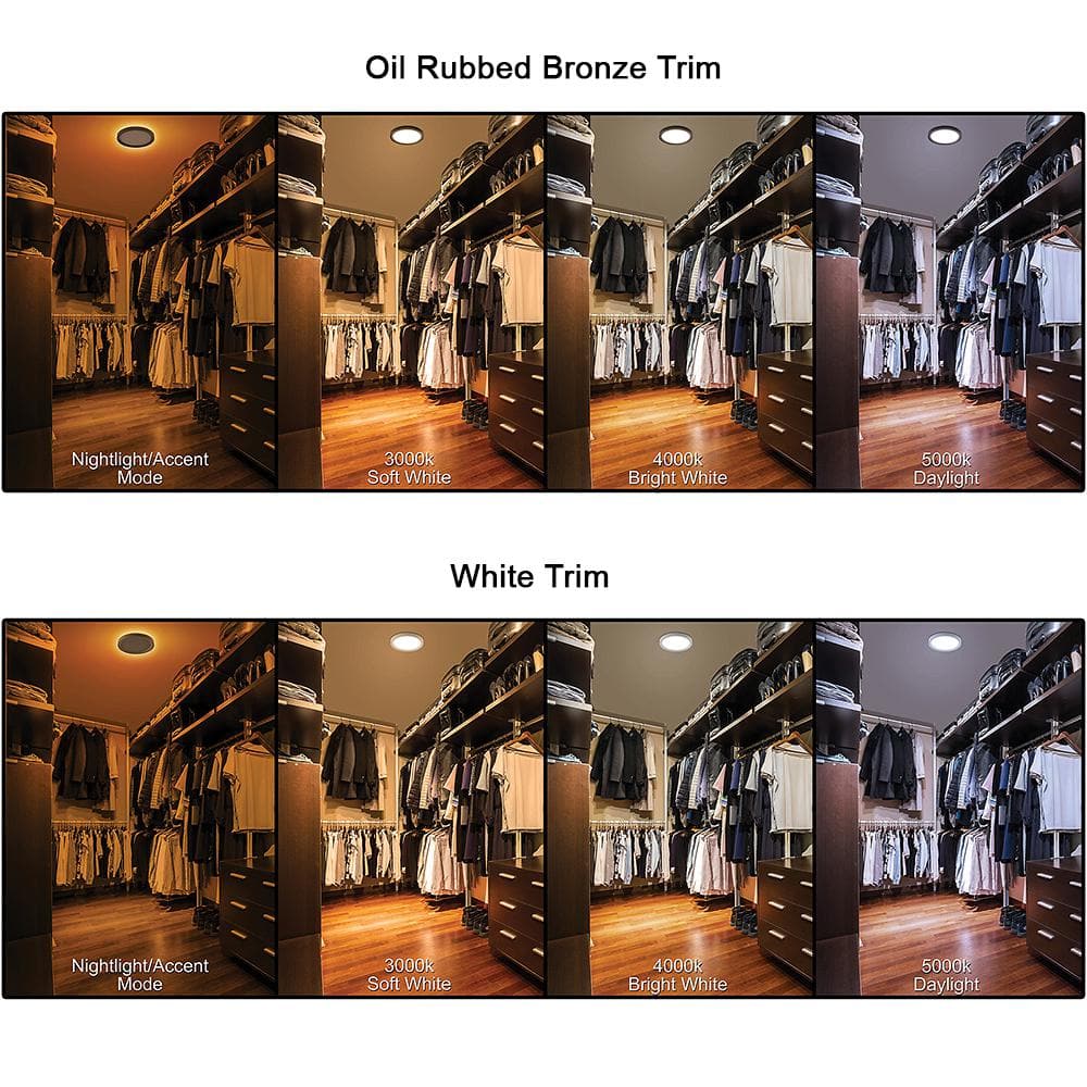 11 in. White, Oil Rubbed Bronze Trims 1000 Lumens LED Flush Mount Ceiling Light Fixture with Night Light Adjustable CCT - Hercitys