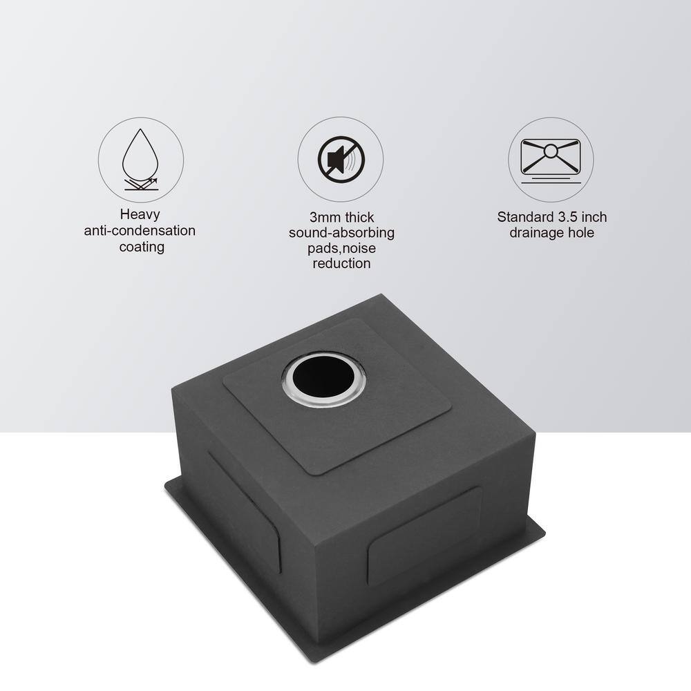 13 in. Undermount Single Bowl 18-Gauge Brushed Nickel Stainless Steel Kitchen Sink with Bottom Grids - Hercitys