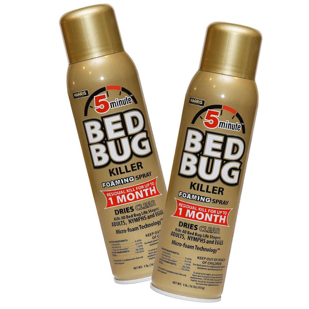 16 oz. 5-Minute Bed Bug Killer Foaming Spray/Kills All Life Stages (2-Pack) - Hercitys