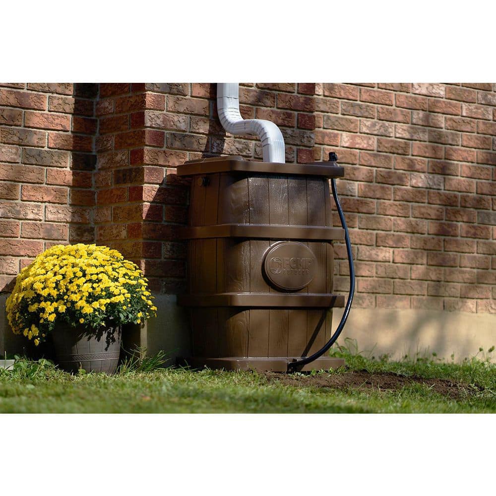 45 Gal. Woodgrain Rain Barrel in Brown - Hercitys