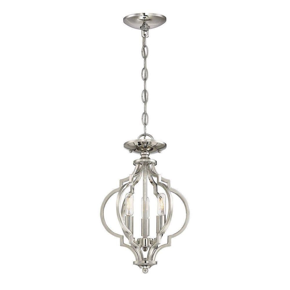 11 in. W x 16 in. H, 3-Light Ceiling Light in Polished Nickel Semi- Flush Mount - Hercitys