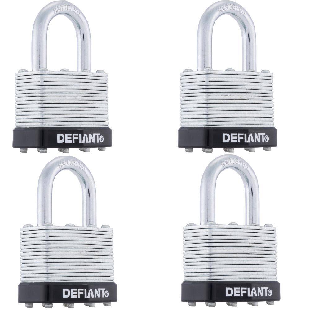 40 mm 1 in. 4-Pack Laminated Steel Shackle Keyed Padlocks (Includes 4 Keys) - Hercitys