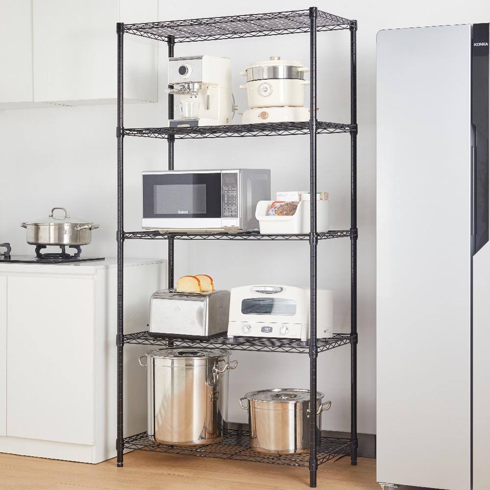 5 Tier Black Coating Utility Wire Shelving Unit 18 in. x 36 in. x 72 in. - Hercitys