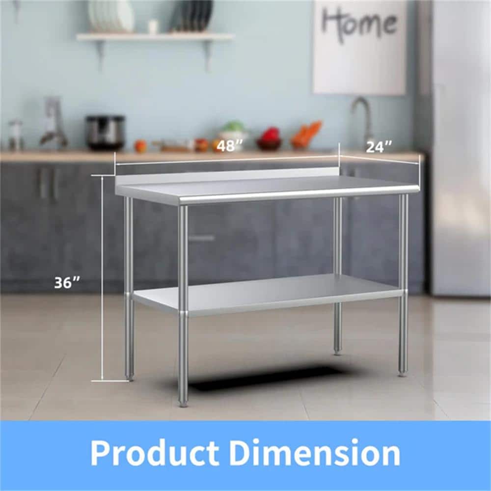 48 in. x 24 in. Stainless Steel Kitchen Prep Table Kitchen Utility Table - Hercitys