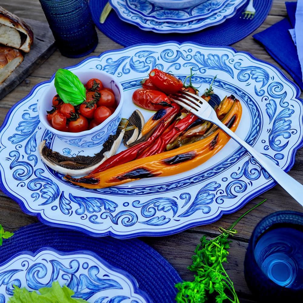 14 in. Veranda 2-Piece Multi-Colored Melamine Platter Set - Hercitys