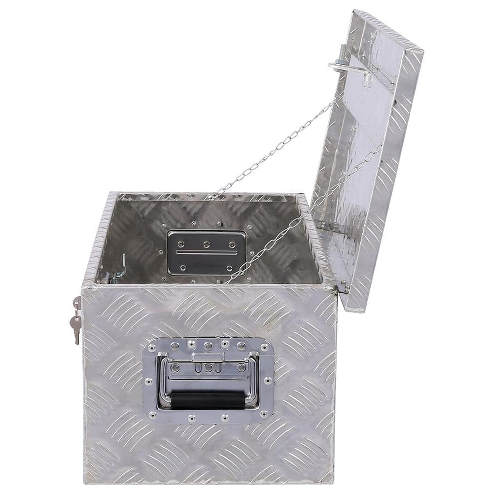 30 in. Trailer Tongue Box, RV Trailer Truck Tool Truck Tool Box, with Lock Keys Side Handle, Silver, 30 x 10 x 13 in. - Hercitys