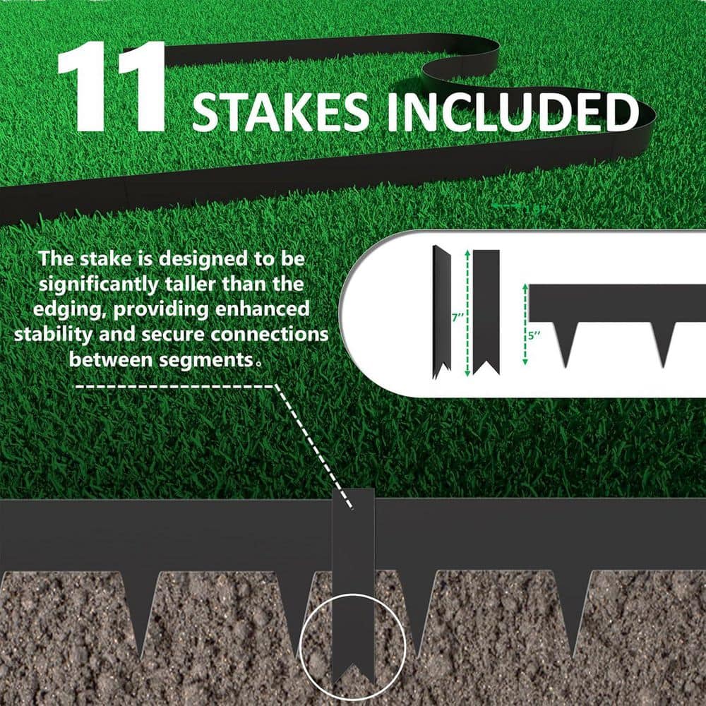 33 ft. Galvanized Steel Landscape Edging with 11 Stakes, 10-Pack - Hercitys