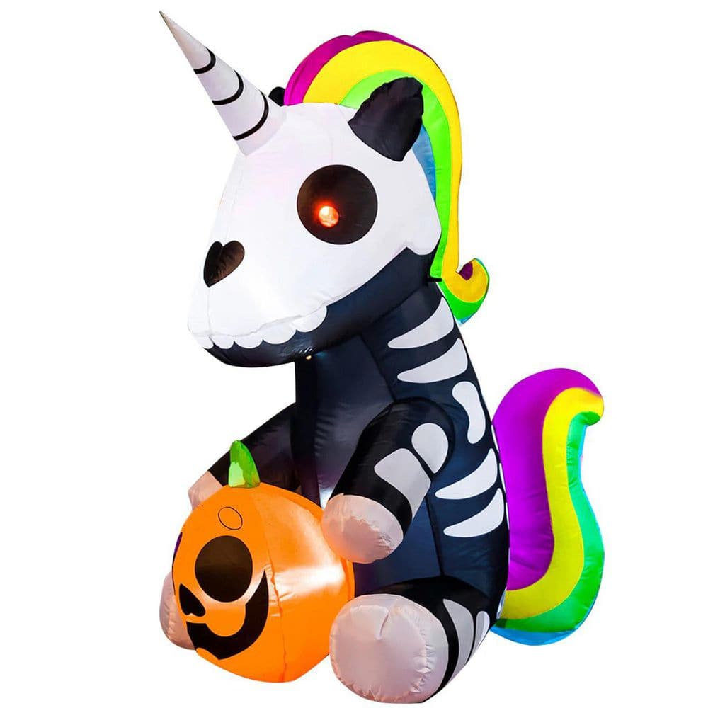 5 Ft. Halloween Skeleton Unicorn Inflatable - Hercitys