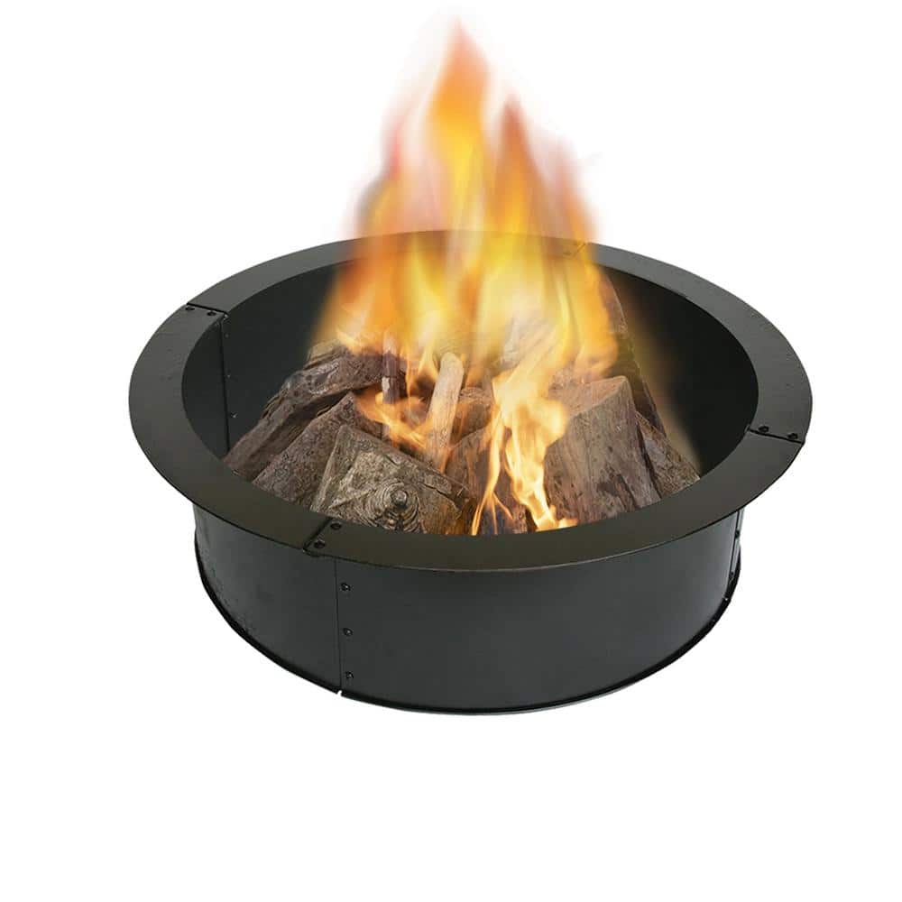 36 in. x 10 in. Round Steel Wood Fire Pit Ring with 0.8 mm Steel - Hercitys