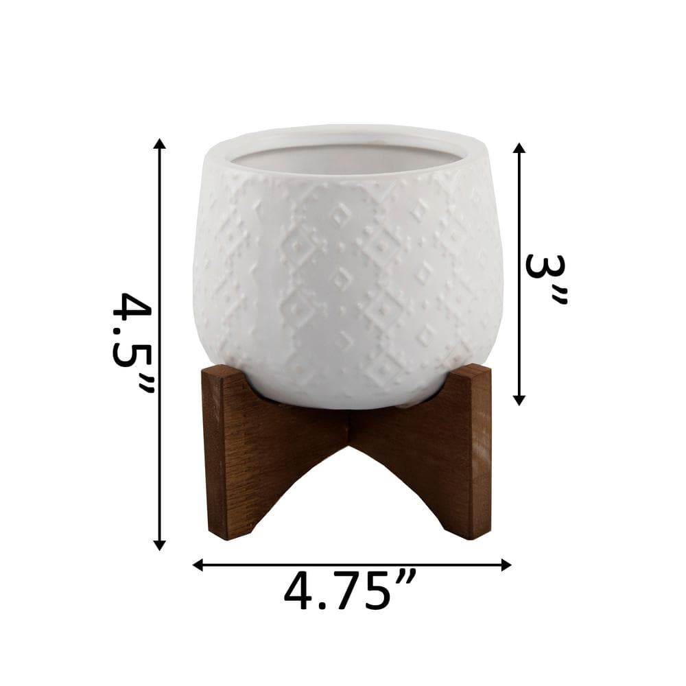 3.5 in. Matte White Indian Ceramic on Stand Mid-Century Planter - Hercitys