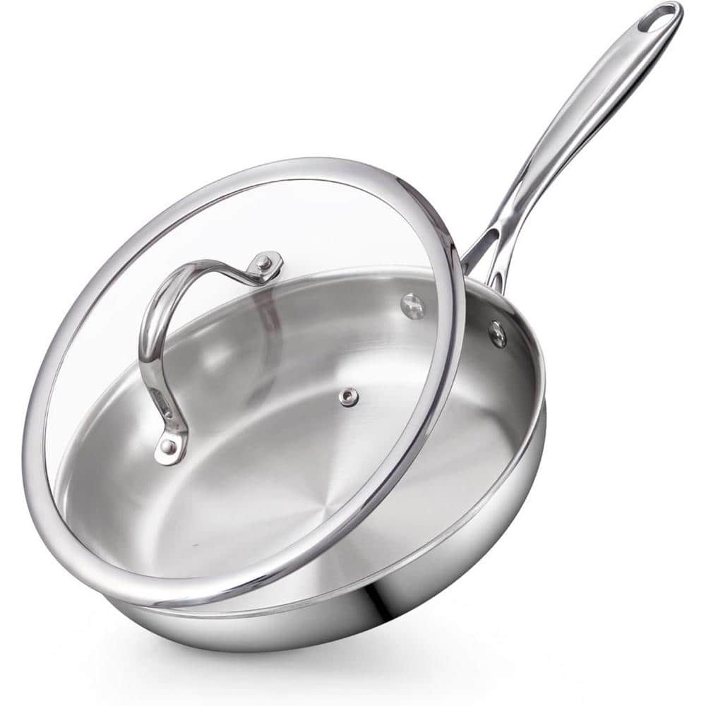 10 in. Stainless Steel Multi-Ply Clad Wok Stir Fry Pan with Lid - Hercitys