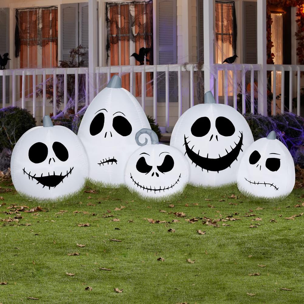 3.5 ft. Tall Airblown-Jack Skellington White Pumpkin Faces-Collection Scene-Disney - Hercitys