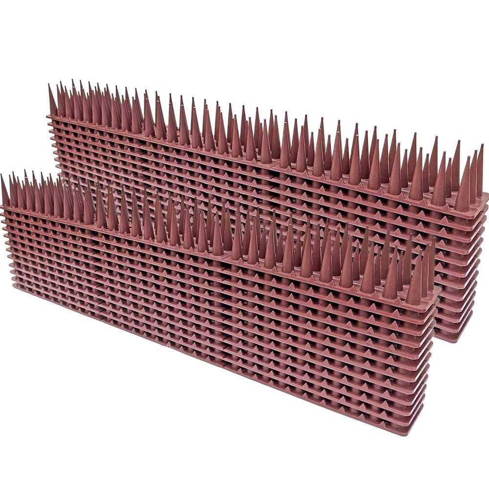 16.9 Brown Plastic Deterrent Fence Spikes, Keeps a Pigeon Away, Off Spikes Strips Bird Repeller (24-Pack) - Hercitys