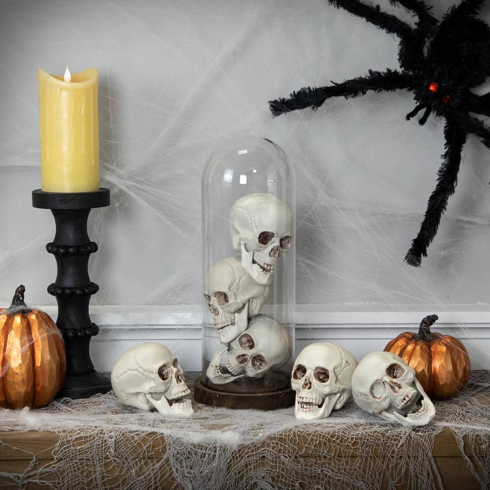4.5 in. Skeleton Skulls Tabletop Halloween Decorations (Set of 6) - Hercitys