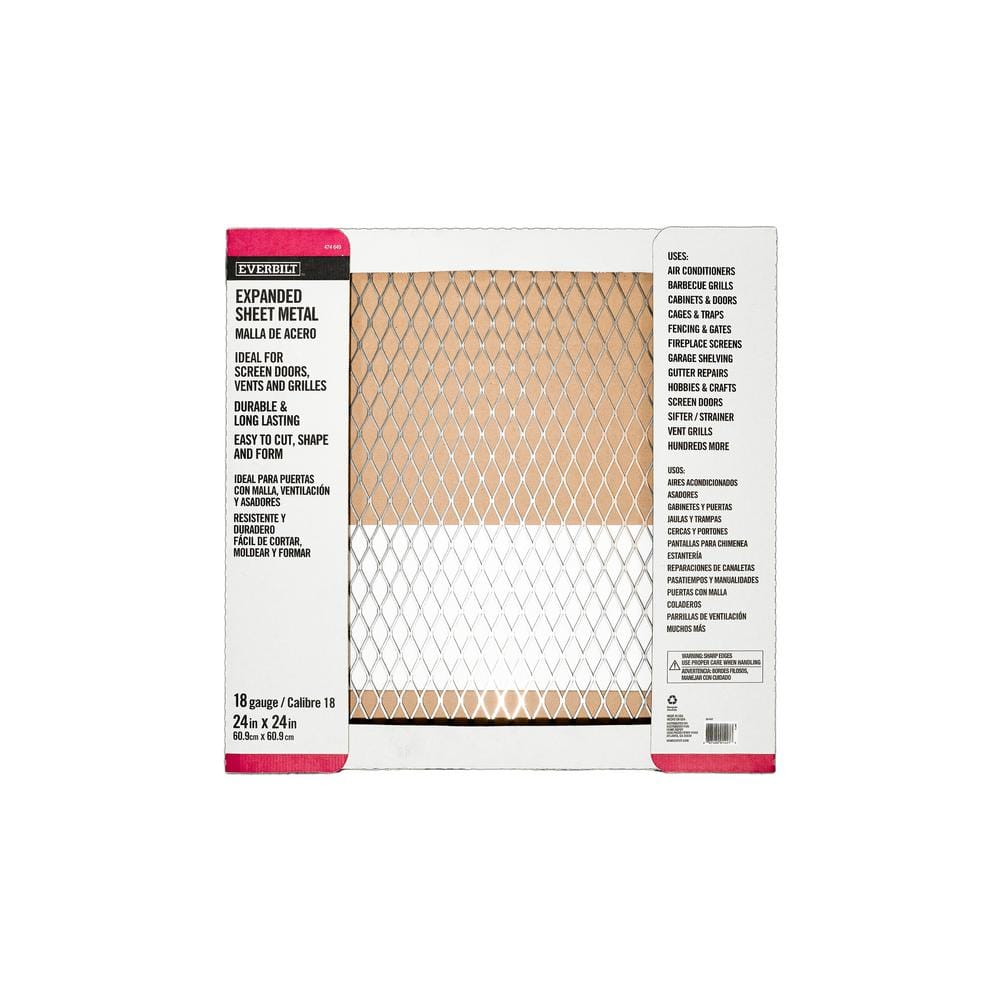 24 in. x 24 in. – 18 Gauge Plain Steel Expanded Metal – 3/4 in. O/C Spacing - Hercitys