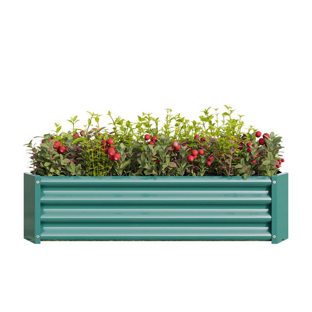 4 x 2 x 1 ft. Green Rectangular Metal Raised Garden Bed - Hercitys