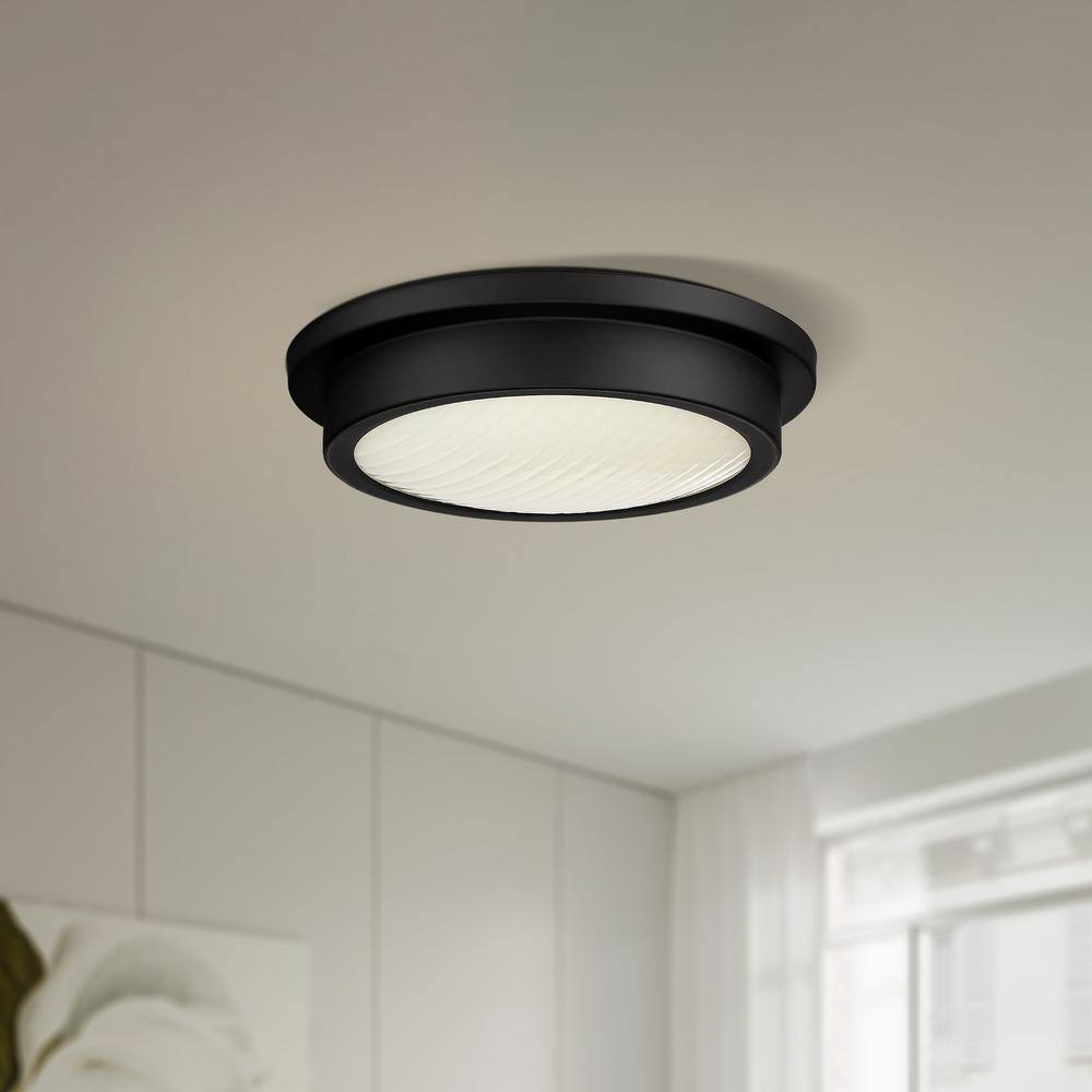 14 in. Light Matte Black 25-Watt Adjustable CCT Integrated LED Flush Mount - Hercitys