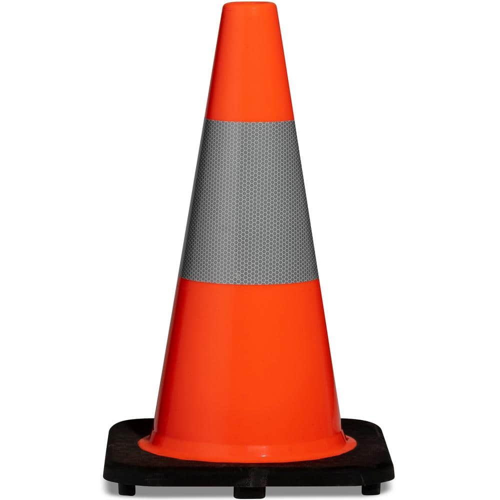 18 in. Orange PVC Reflective Traffic Safety Cone - Hercitys