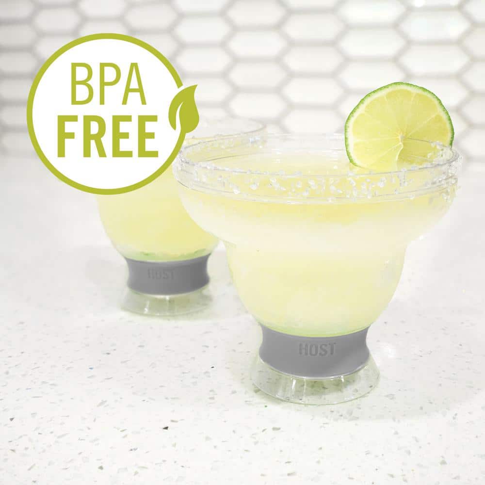 12 oz. Grey Freeze Stemless Margarita Glass Insulated Gel Chiller, Double Wall Froz.en Cocktail Cups (Set of 2) - Hercitys