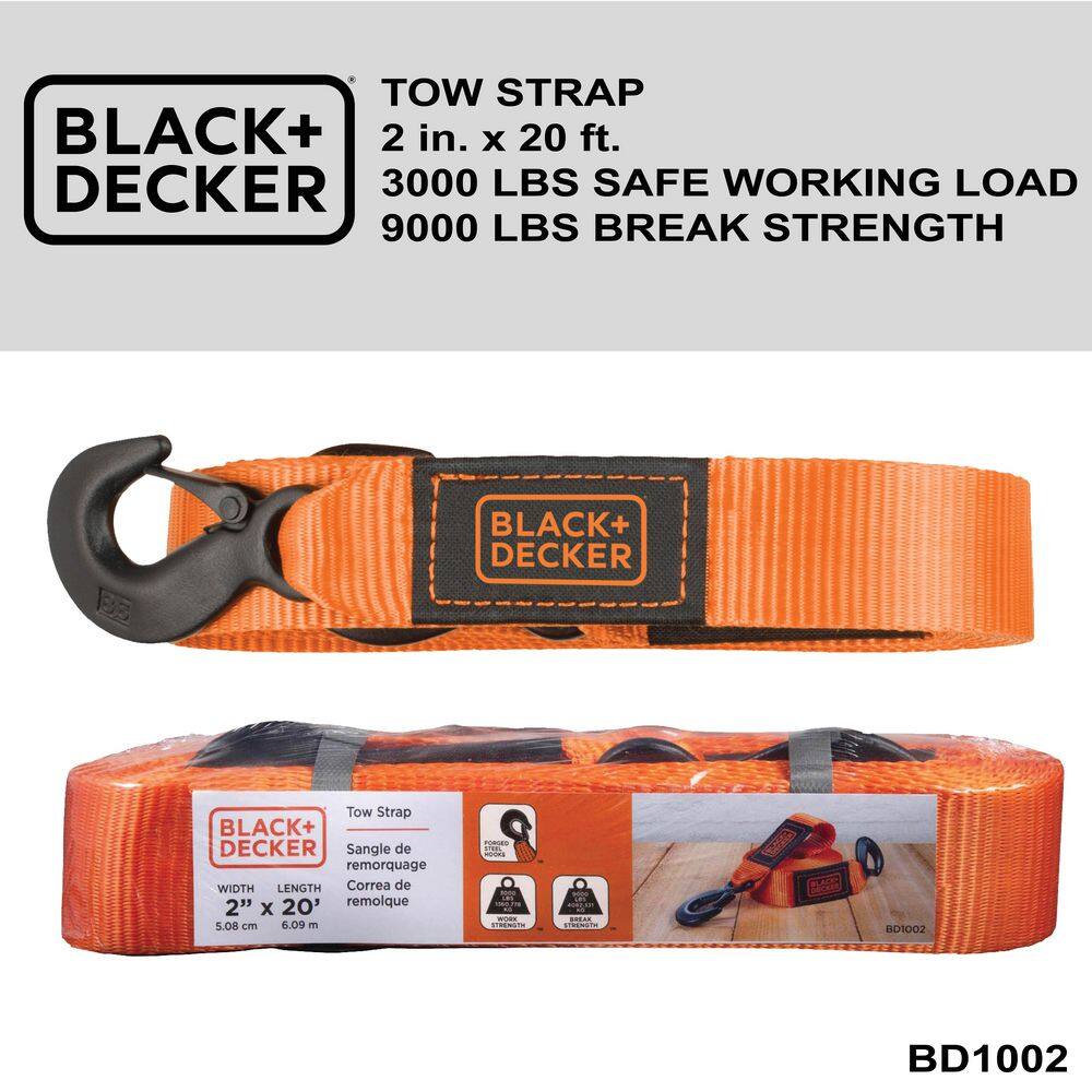 2 in. x 20 ft. Tow Strap w/Steel Hooks – 9,000 LB. Break Strength - Hercitys