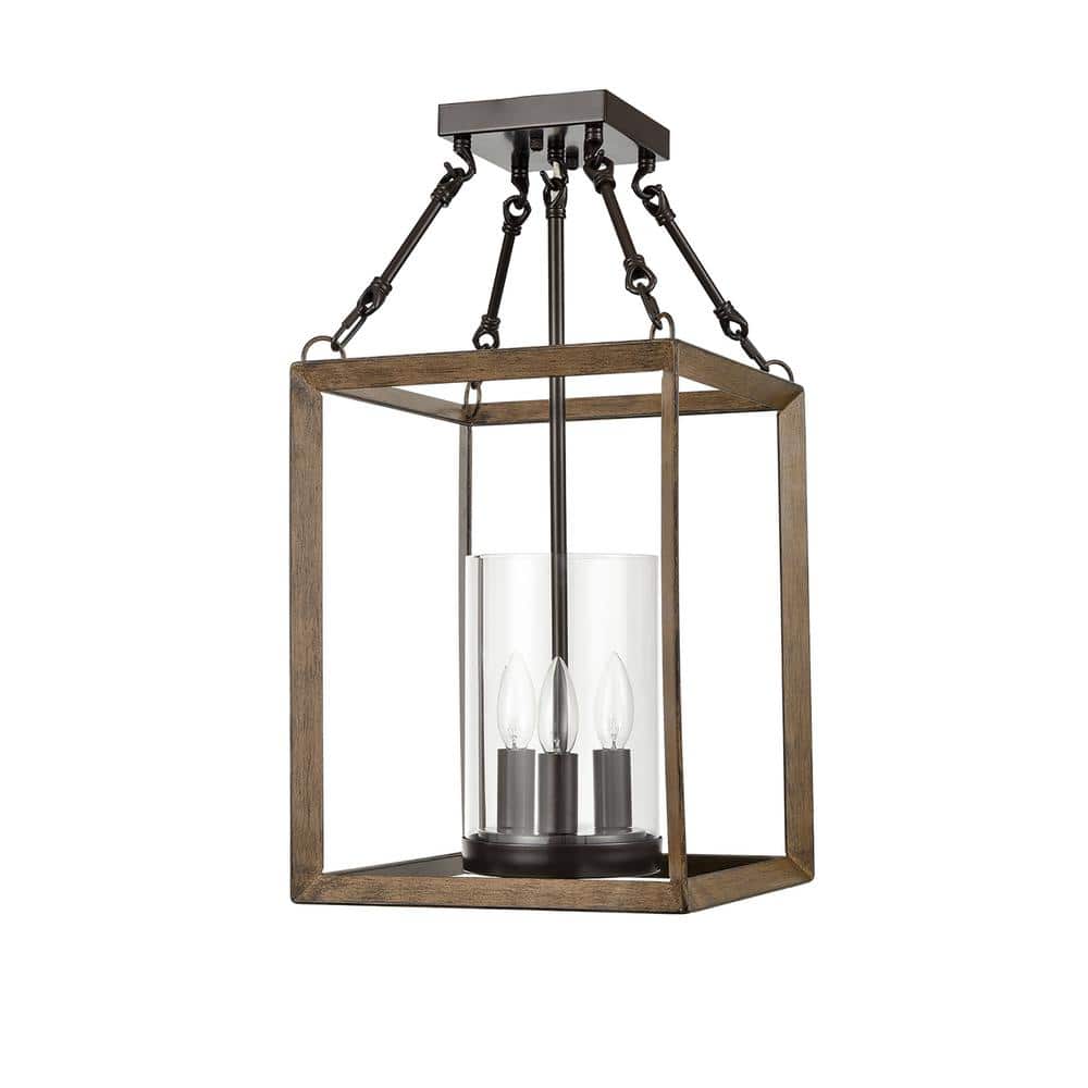 14 in. 3-Light Black Flush Mount with No Glass Shade and No Bulbs Included 1-Pack - Hercitys