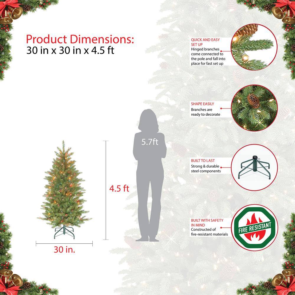 4.5 ft. Prelit Incandescent Slim Fraser Fir Artificial Christmas Tree with 150 UL Clear Lights - Hercitys