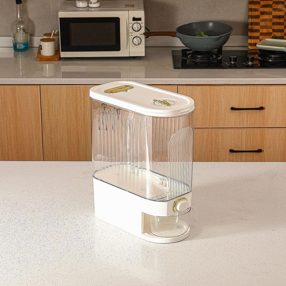 22 lbs. Clear Rice Dispenser with Lid Time Scale, Measuring Cylinder Moisture Proof Airtight Bucket for Rice and Oatmeal - Hercitys