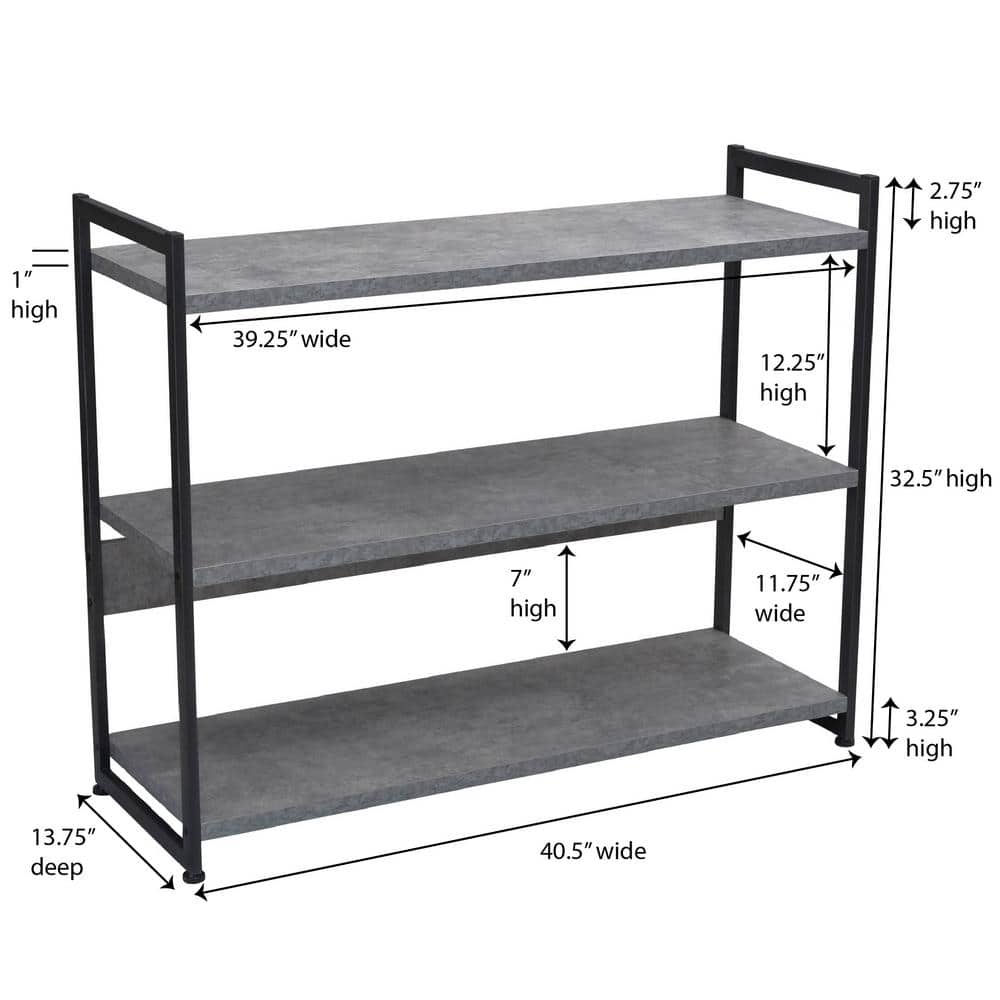 13.75 in. x 40.5 in. x 32.5 in. Free Standing Slate Wide Modular Shelf - Hercitys
