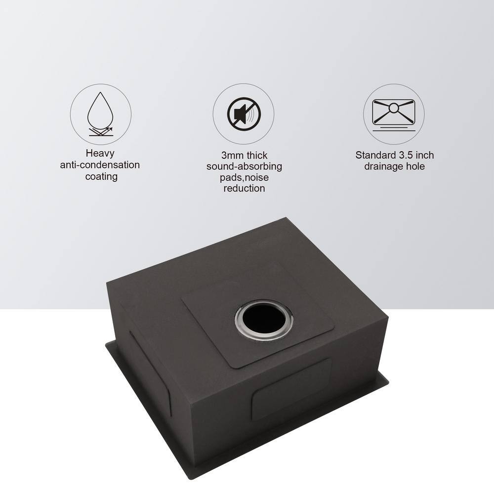 21 in. Undermount Single Bowl 16-Gauge Brushed Nickel Stainless Steel Kitchen Sink with Bottom Grids - Hercitys