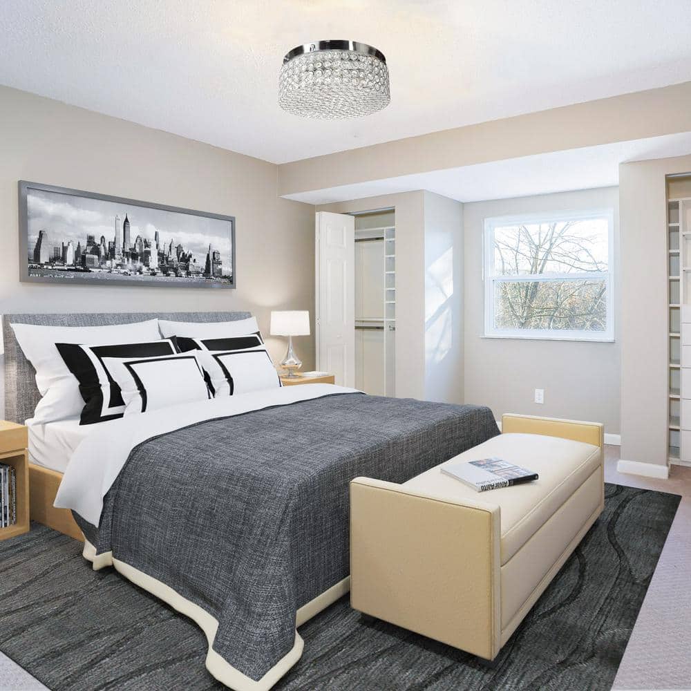 12 in. 2-Light Chrome Crystal Flush Mount - Hercitys