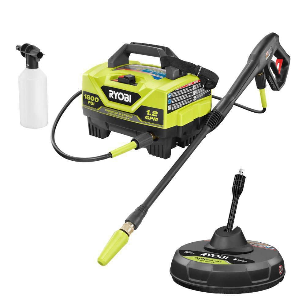 1800 PSI 1.2 GPM Cold Water Electric Pressure Washer with Surface Cleaner - Hercitys