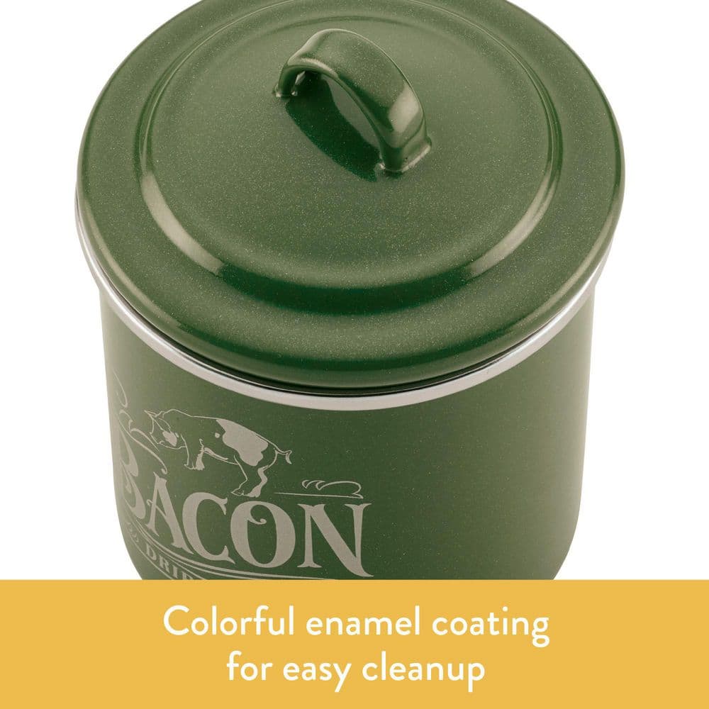 4 in. x 4 in. Enamel on Steel Bacon Grease Can Basil Green - Hercitys