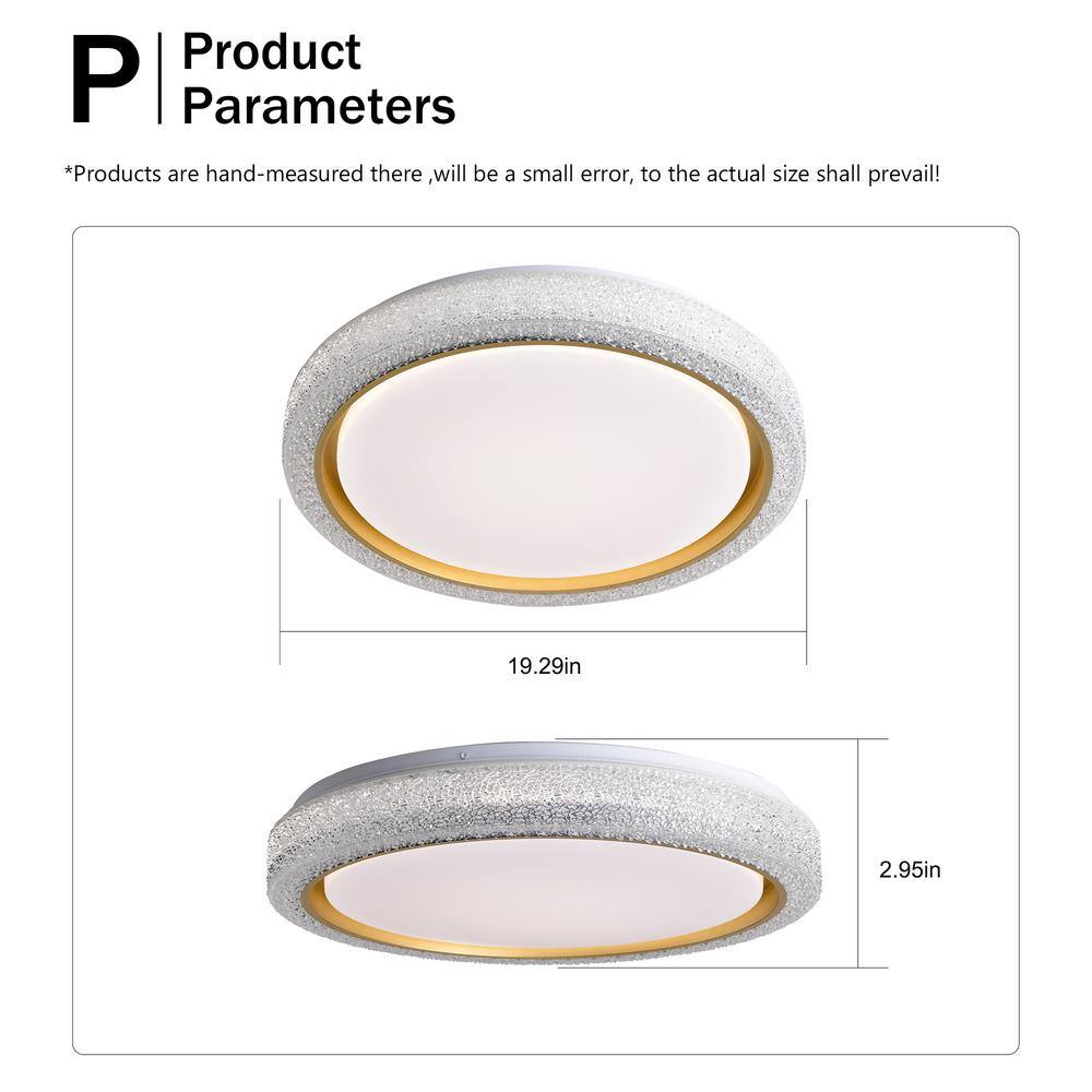 19.29 in. 36-Watt Modern White Integrated LED Flush Mount with White Acrylic Shade - Hercitys
