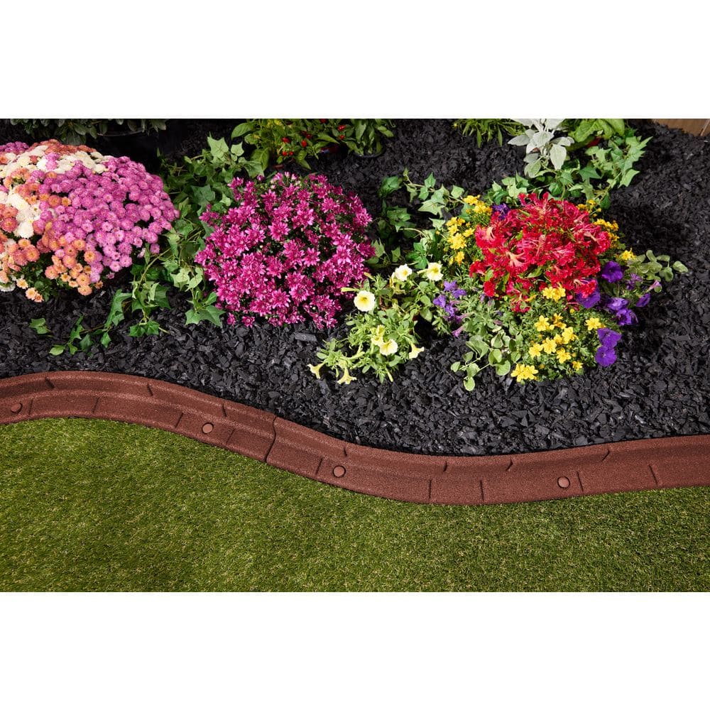 48 in. x 3 in. x 3 in. Roman Brick Red Rubber Edging (6-Pack) - Hercitys
