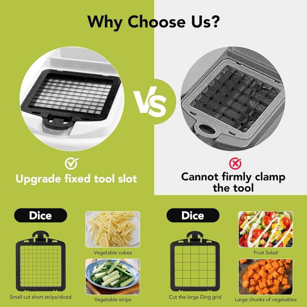 12-in-1 Multifunctional Vegetable Chopper with 7 Blades White Kitchen Essential with Container Stainless Steel Tool - Hercitys