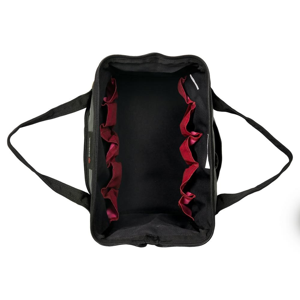 15 in. 29 Pocket Chestnut Industrial Grade Nailhead Nylon Tool Bag with Shoulder Strap - Hercitys