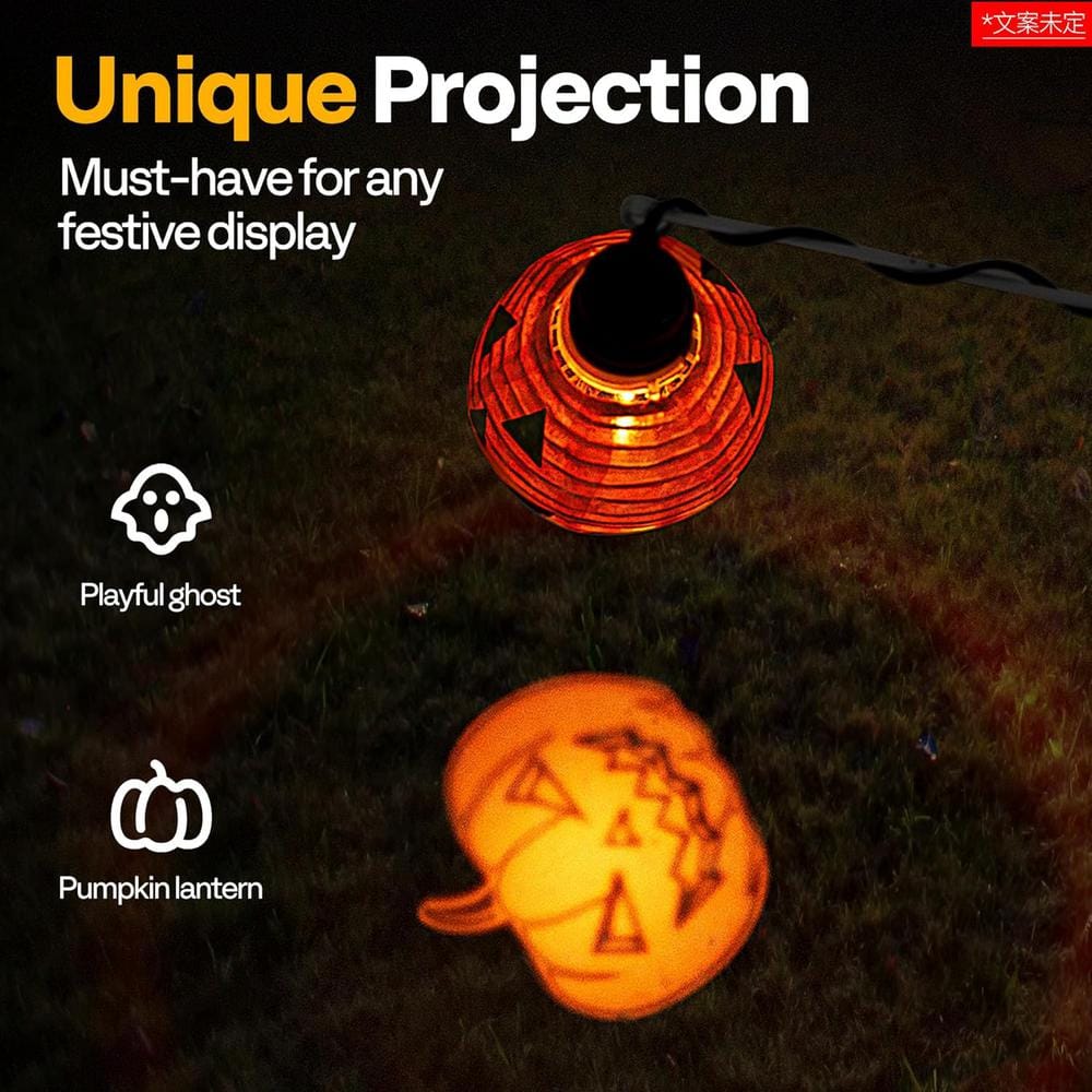 2.5 ft. Height LED Lighted Halloween Collapsible Metal Ghost on Pumpkin with Projection Effect - Hercitys