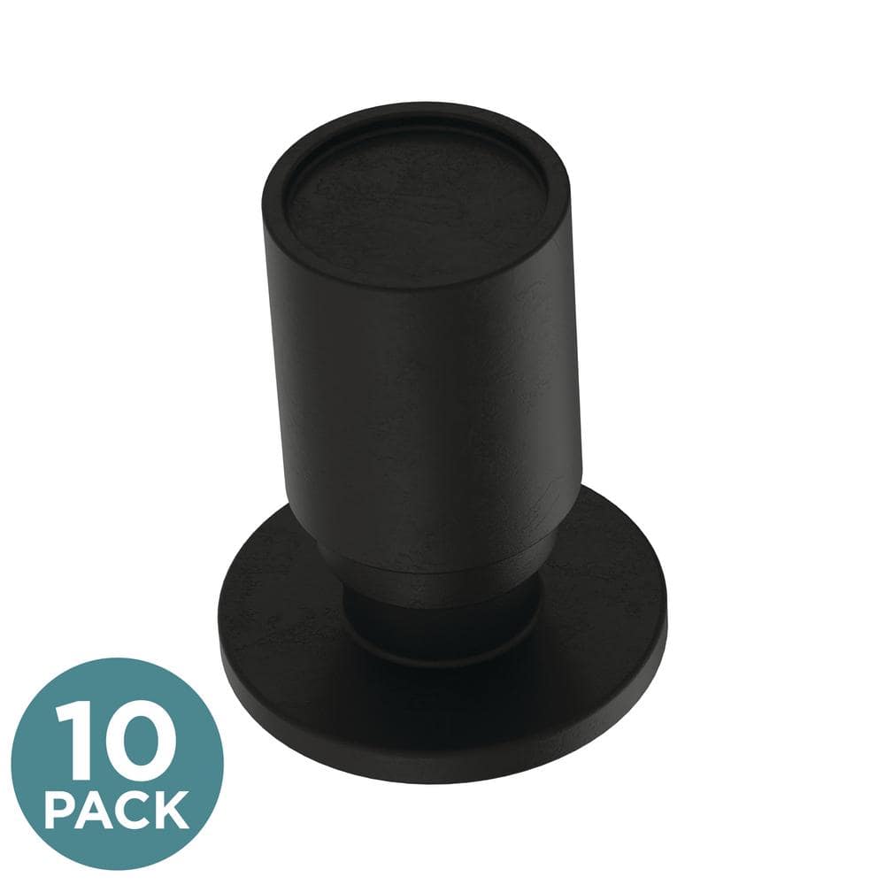 (10-Pack) Round Layered Backplate 1 in. (25 mm) Modern Matte Black Round Cabinet Knobs - Hercitys