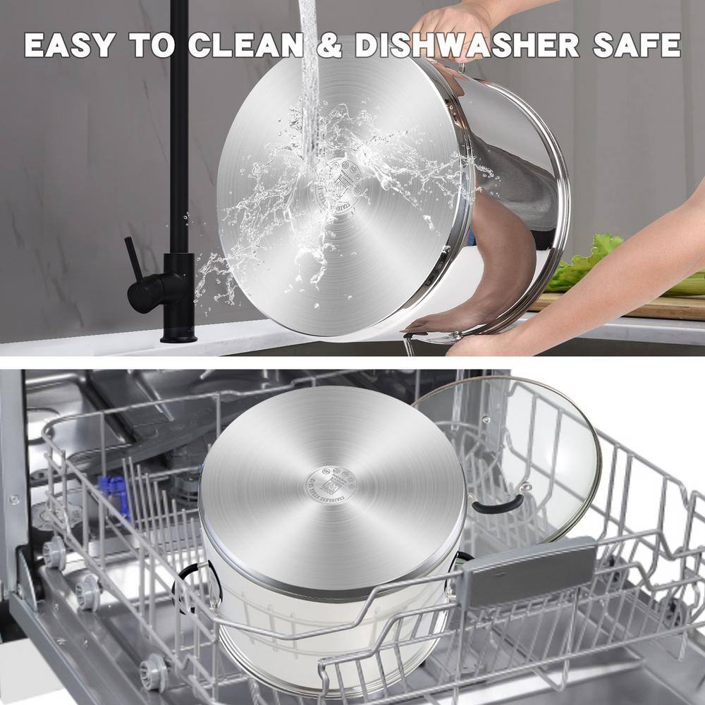 20 qt. Stainless Steel Stock Pot with Glass Lid - Hercitys