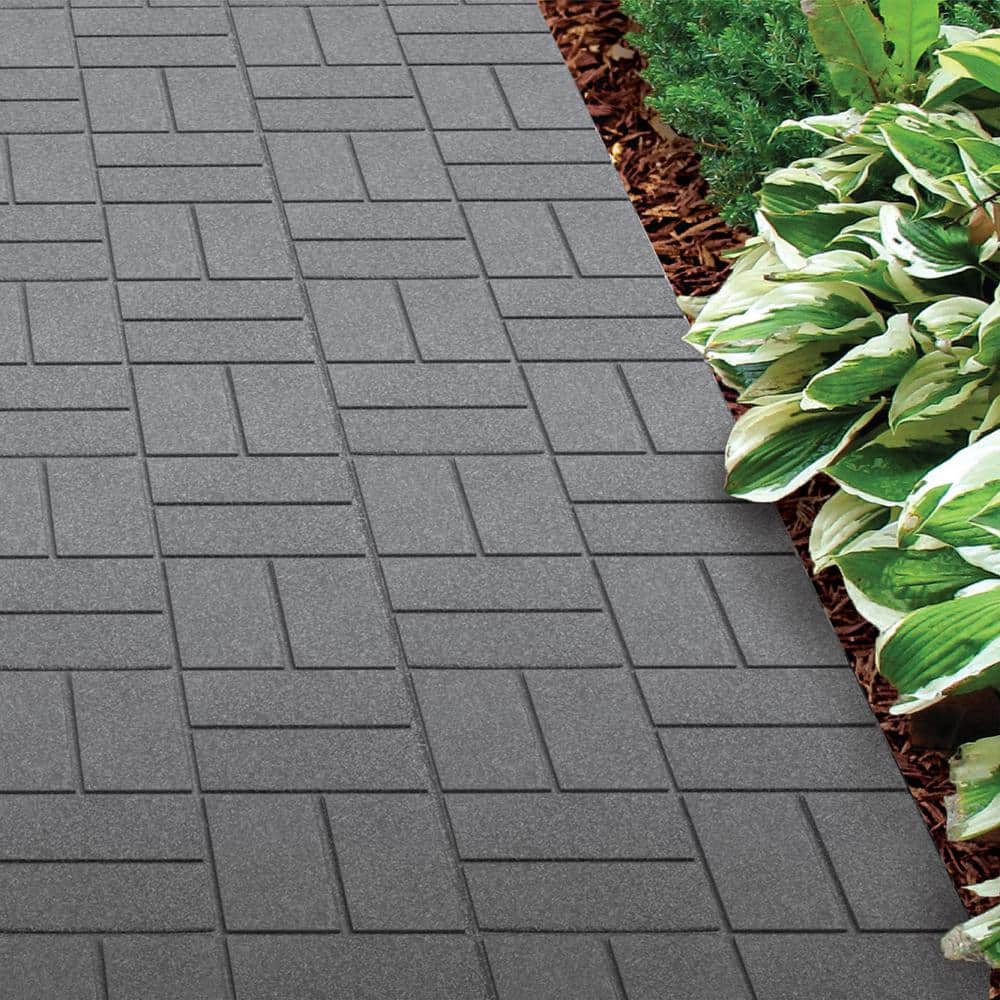 16 in. x 16 in. x 3/4 in. Gray Dual-Sided Rubber Paver (9-Pack) - Hercitys