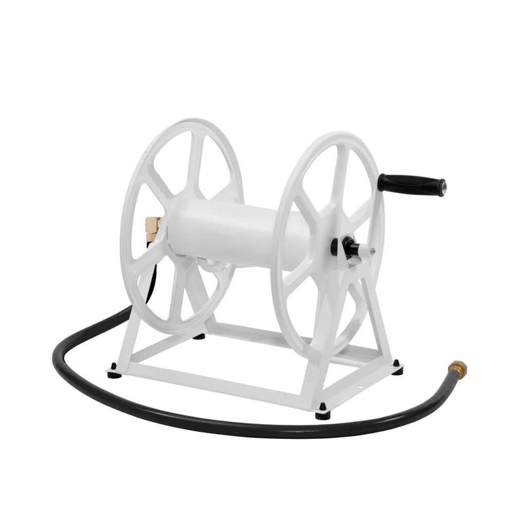 200 ft. White Steel Dual mount Wall Mounted Garden Hose Reel - Hercitys