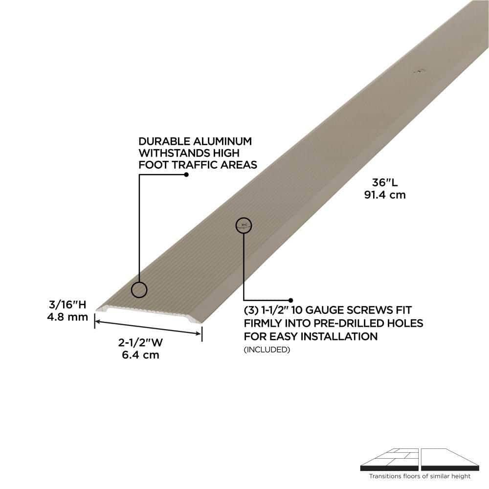 2-1/2″X 36″ PEWTER ALUMINUM SEAM BINDER W/SCREWS & ANCHORS - Hercitys