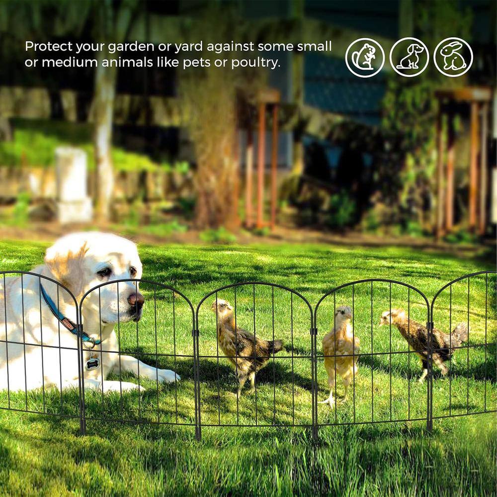 24 in. Patio Rustproof Metal Wire Panel Border Animal Barrier Decorative Garden Fence for Flower Edging (10 Pack) - Hercitys